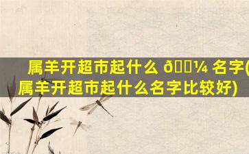 属羊开超市起什么 🐼 名字(属羊开超市起什么名字比较好)